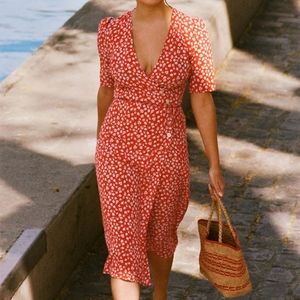 Rouje Gabin Midi dress Red bucolic print size FR 40
